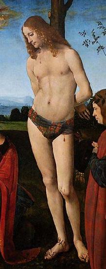 Giovanni Antonio Boltraffio St. Sebastian, detail from a Madona with Child, St. Sebastian, St. John the Baptist and two donors Germany oil painting art